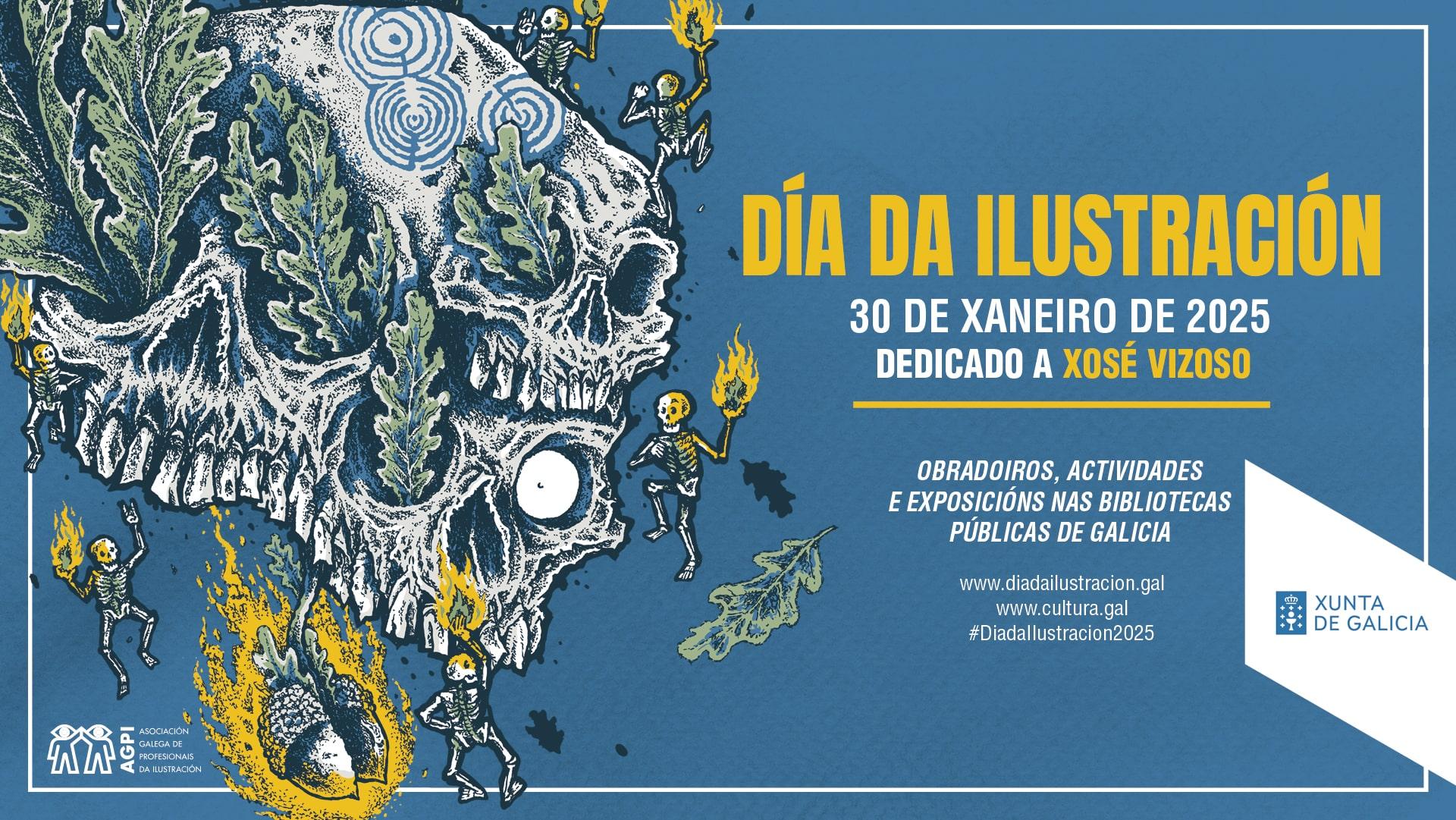 Banner do Día da Ilustración 2025, que se celebrará o 30 de xaneiro, homenaxeará este ano ao artista multifacético Xosé Vizoso